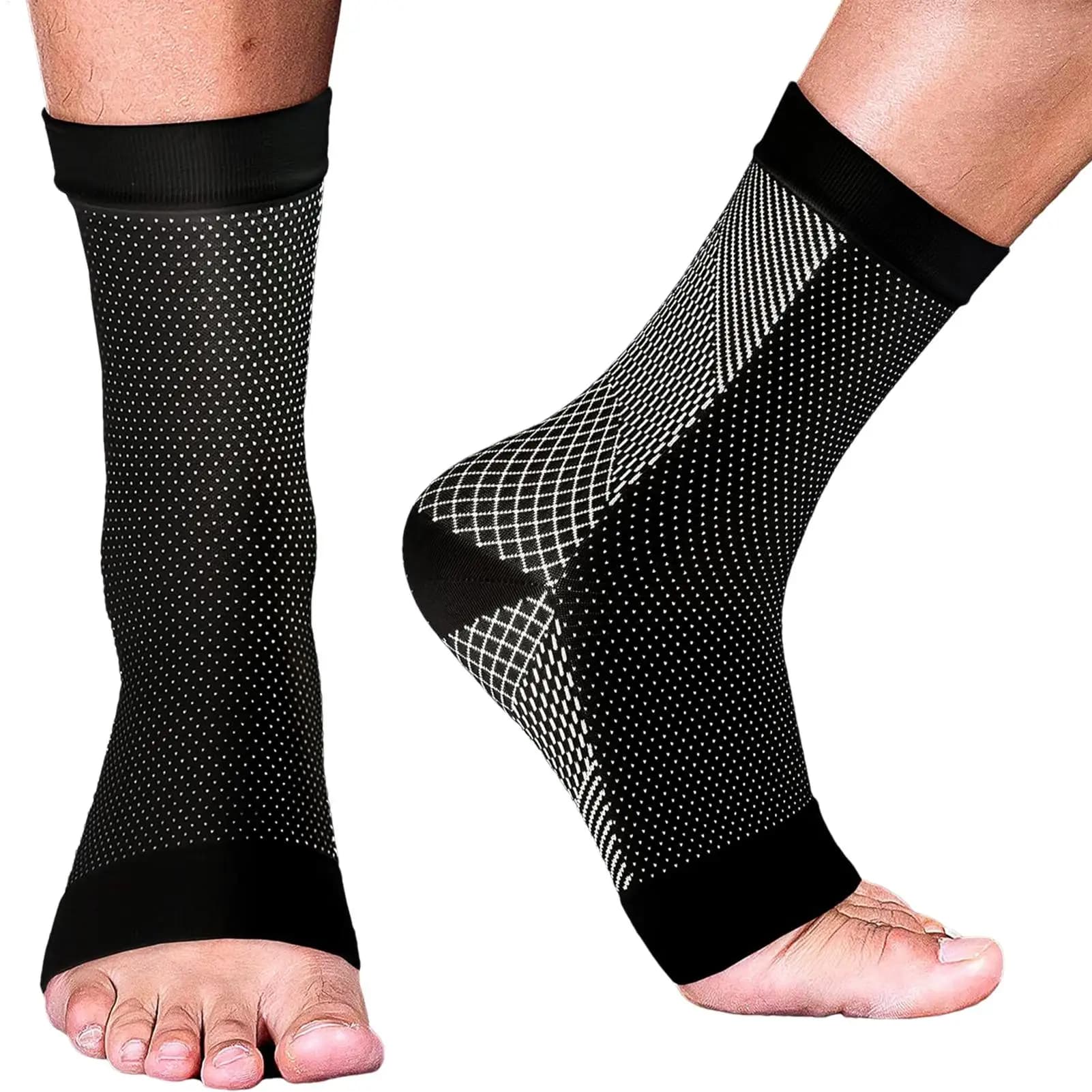 Toeless Compression Socks for Men, Breathable Comfortable Ankle Socks, Arch & Heel Relief Athletic Socks for Pain Soothe Support