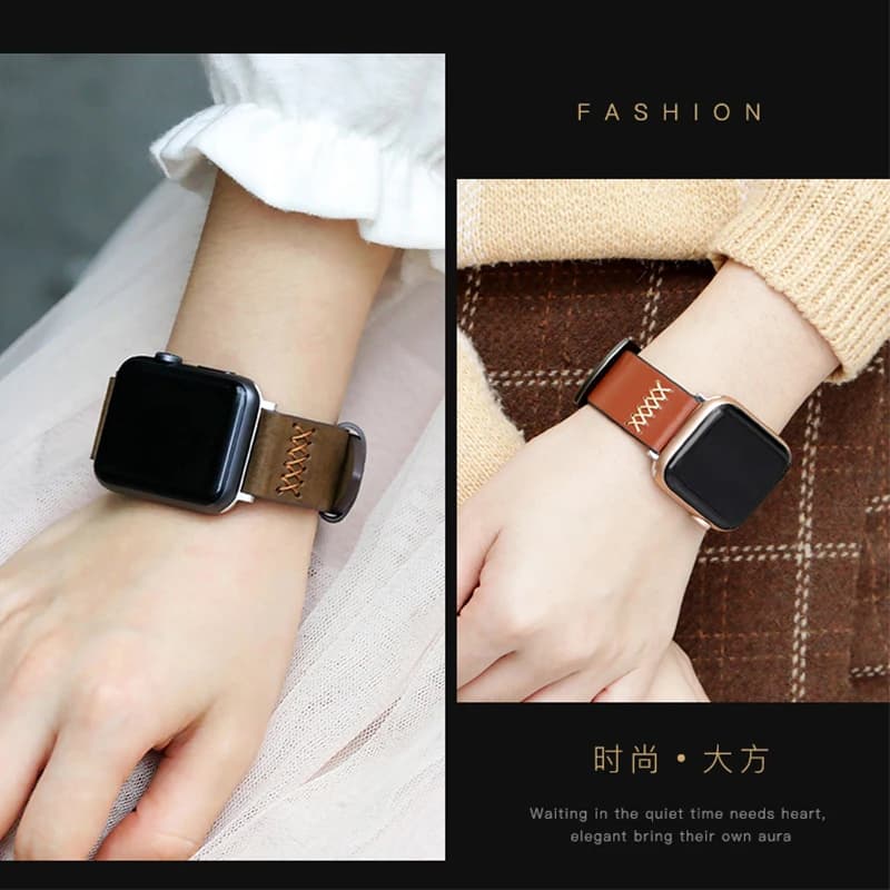 Genuine leather strap For Apple watch band 44mm 45mm 41mm 40-42-46mm Handmade bands iWatch series 4 5 6 SE 7 8 9 10 ultra/2 49mm