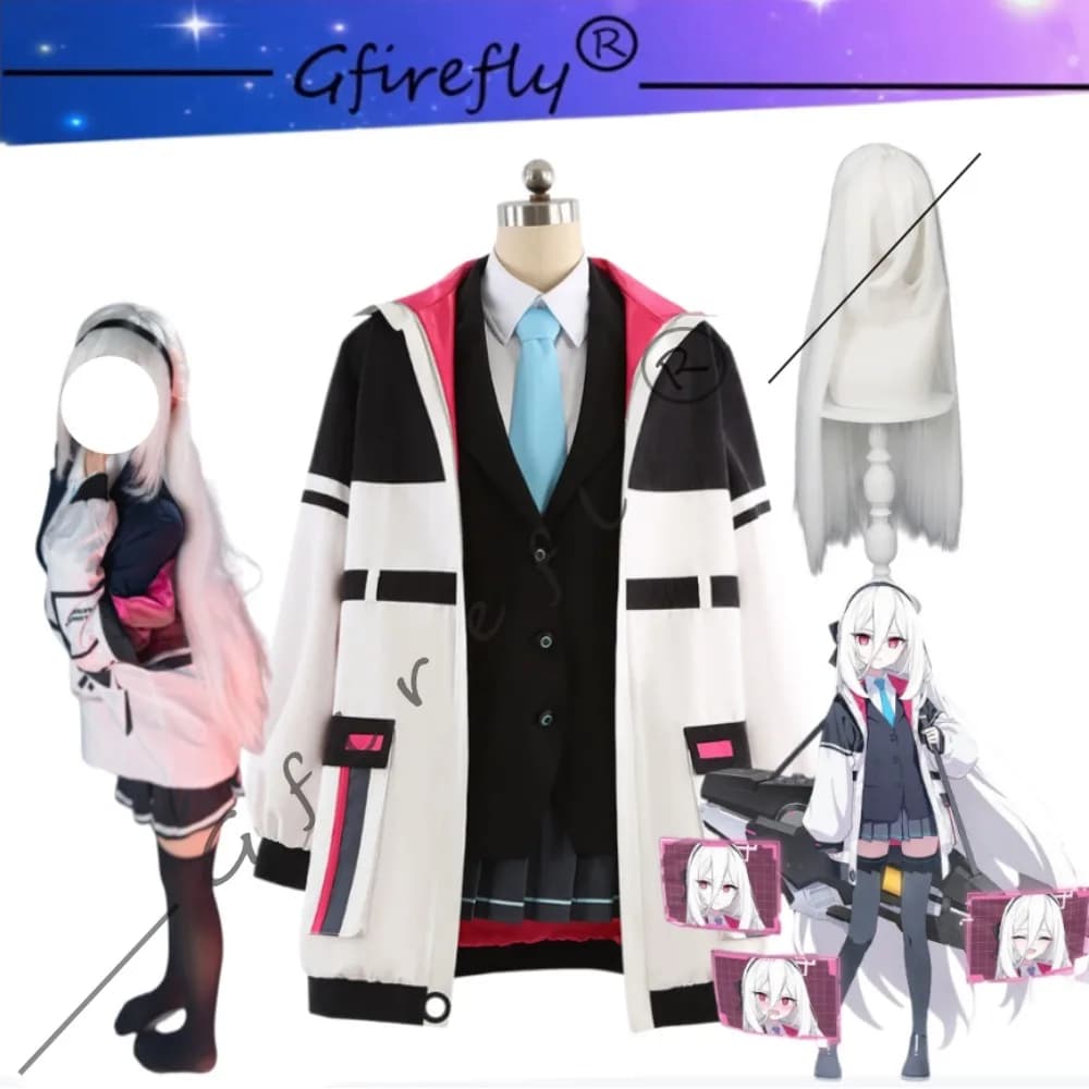 Costume Cosplay Blue Archive Kei with Elegant Jacket, Short skirt and Wig, Complete Set for Women, Outfit for Halloween and Comic With
