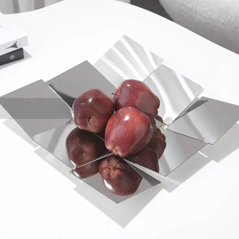 Simple modern light luxury creative stainless steel dried fruit plate ornament decoration home living room coffee table storage