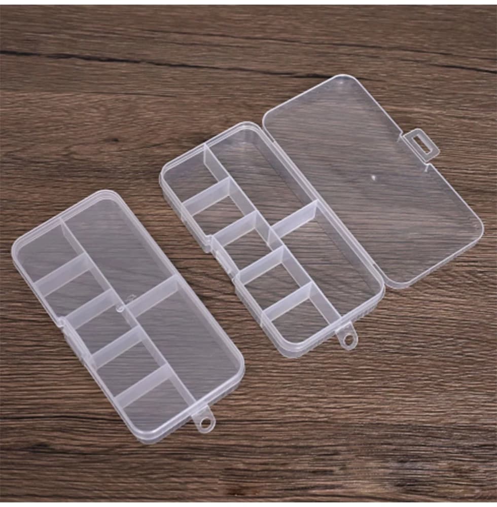 Fixed 7-grid rectangular storage box for rings earrings nail tips desk organization beads hooks buttons plastic box