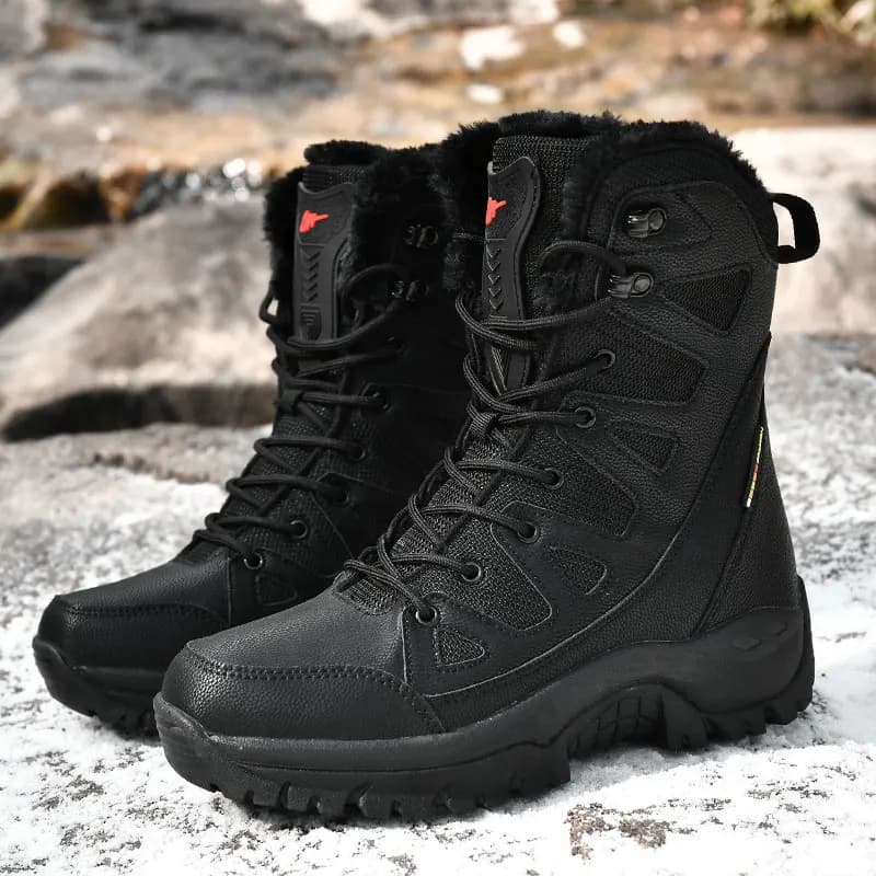 Men's Tactical Boots High-Top Boots Men Side Zipper Snow Boots Men Anti-Slip Ankle Boots Work Safety Shoes Hiking Shoes