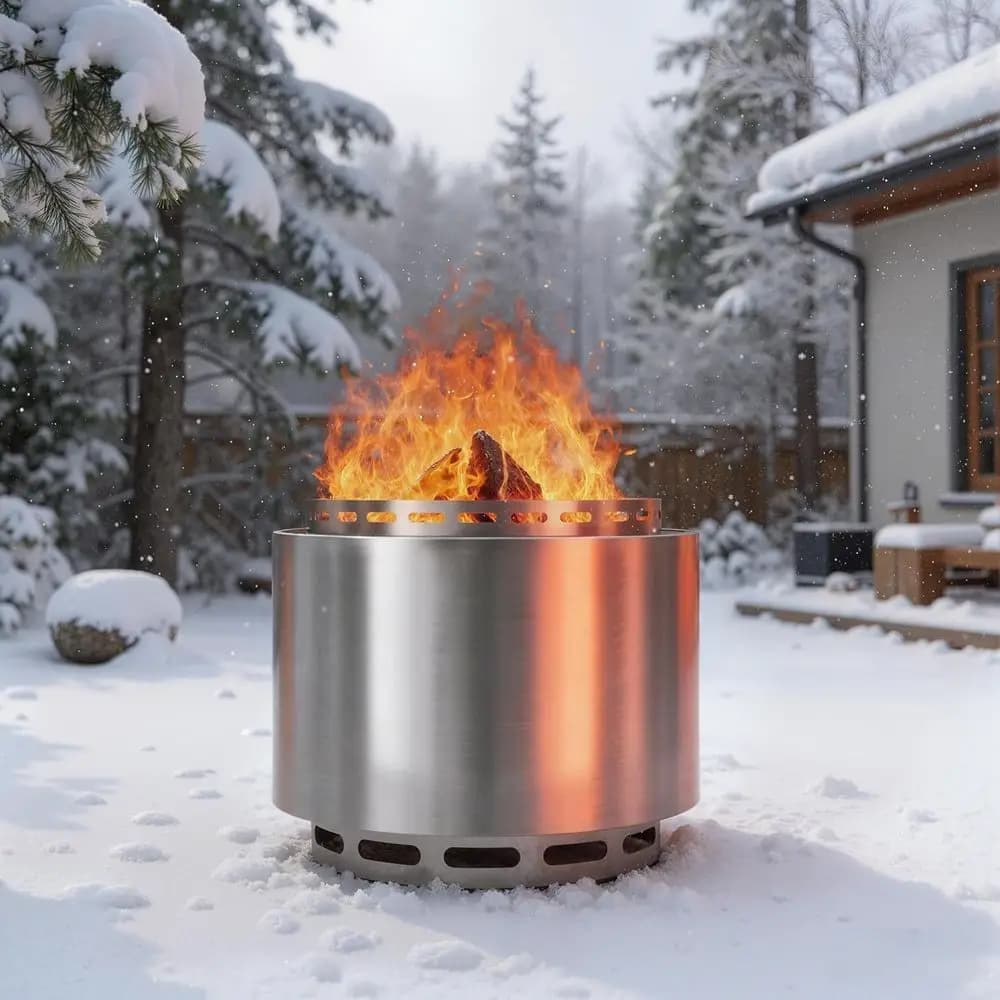Braciere Portatile in Acciaio Inossidabile - Stufa Senza Fumo per Esterni, Patio, Giardino, Campeggio