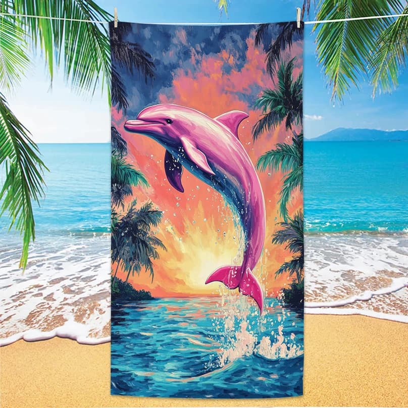 Asciugamano da spiaggia con motivo dafino, stampa digitale sottile in microfibra anti-sabbia ad asciugatura rapida leggero per il regalo della palestra di viaggio di yoga