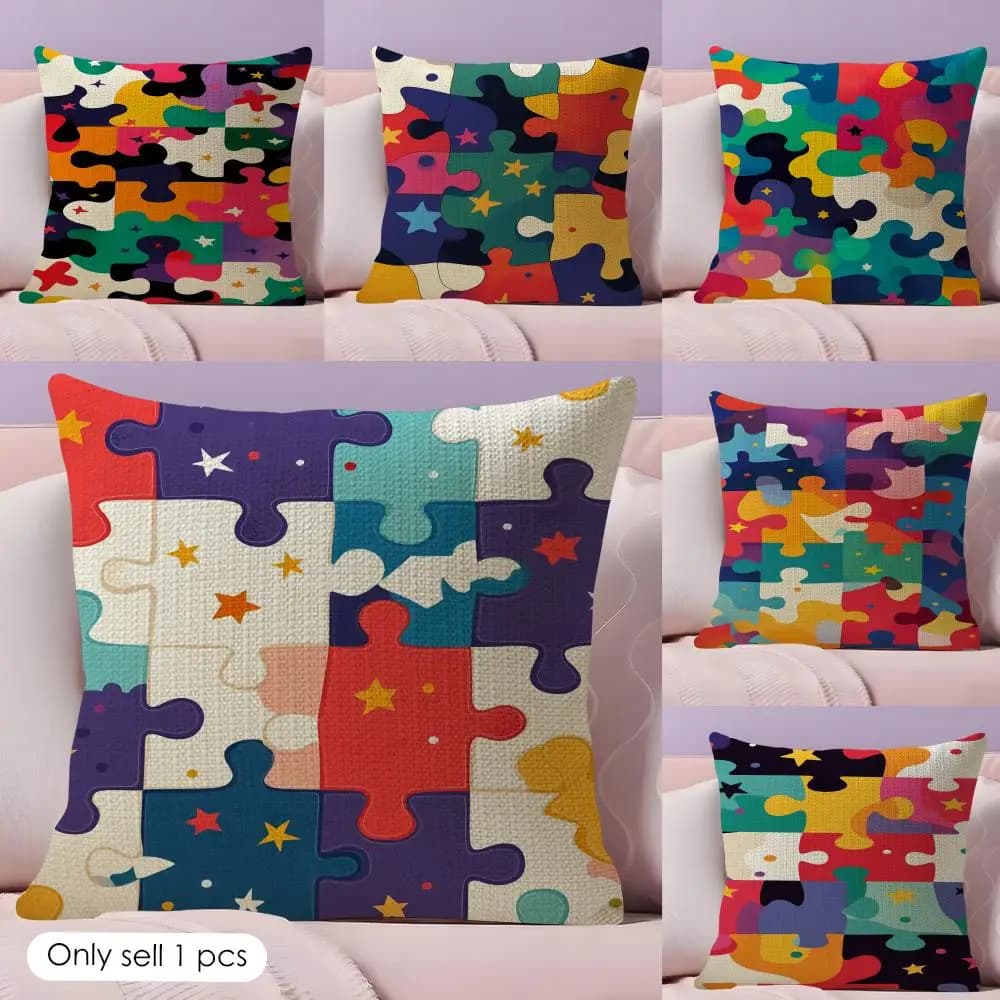 Fodera per cuscino con motivi divertenti, in lino naturale, tessuto organico, stampa fronte-retro, per divano, decorazione per la casa, regalo