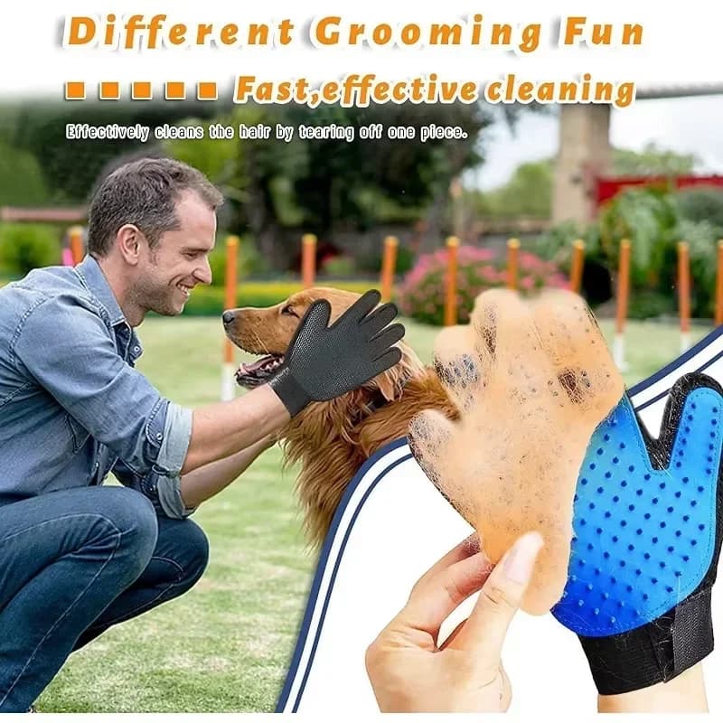 Pet Grooming Glove Gentle Silicone Deshedding Brush Effective Hair Remover Massage Mitt for Cats Dogs