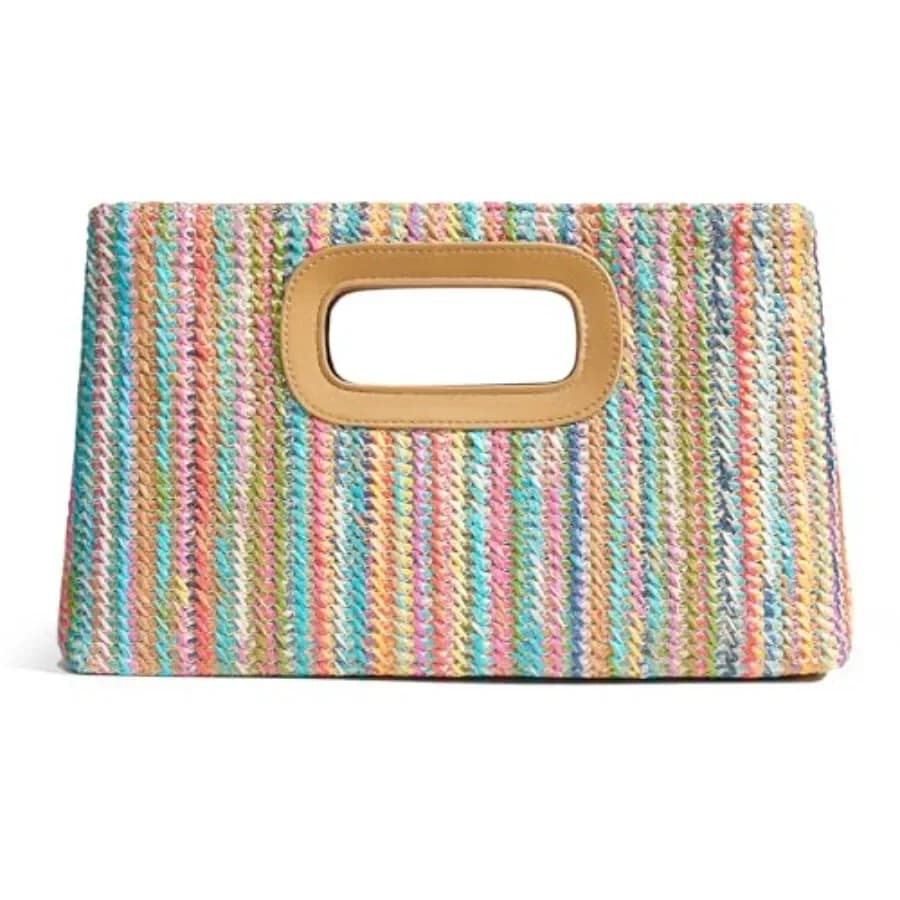 CHUNLI Eleganti Borse Clutch in Paglia per Donne con Manico Superiore, Borsa Estiva, Ideale per Vacanze e Borse da Spiaggia Boho Intrecciate