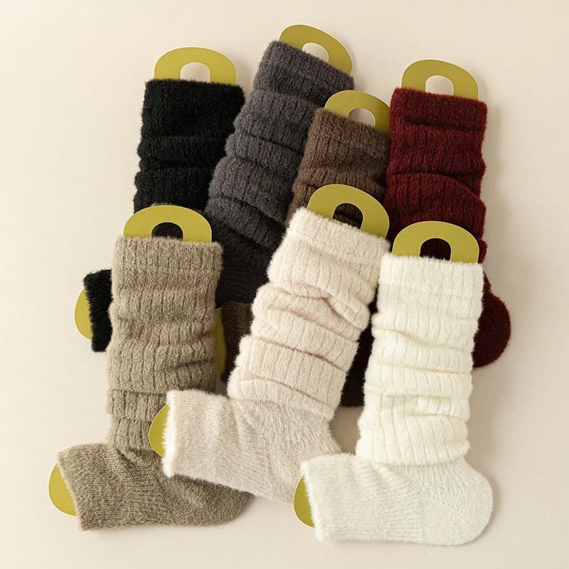 Women's Warmers Solid Color New Style Preppy High Knee Socks Fashionable For Women's Simple Long Hot Thick Socks