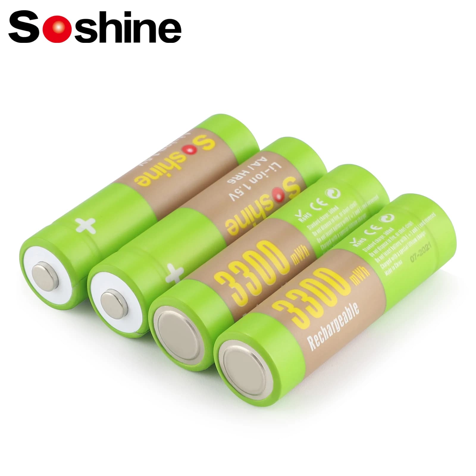 Soshine 3300mWh Batteria ricaricabile al litio AA Batterie 1,5 V 2A 1000 cicli di carica per orologi Radio Allarmi di fumo Lettore MP3
