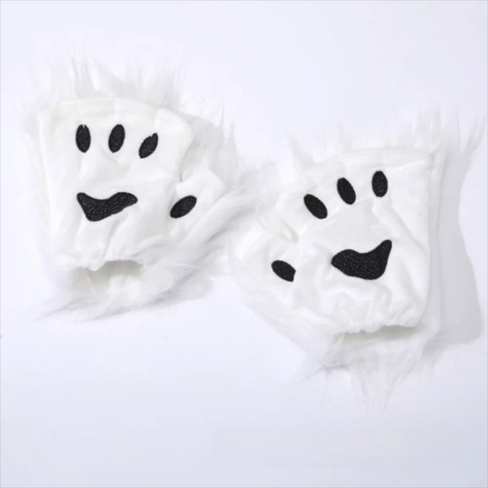 Fashion Polyester Halloween Gloves Half Finger Animal Bear Paw Gloves Fluffy Scary Cat Paw Mittens Male/female