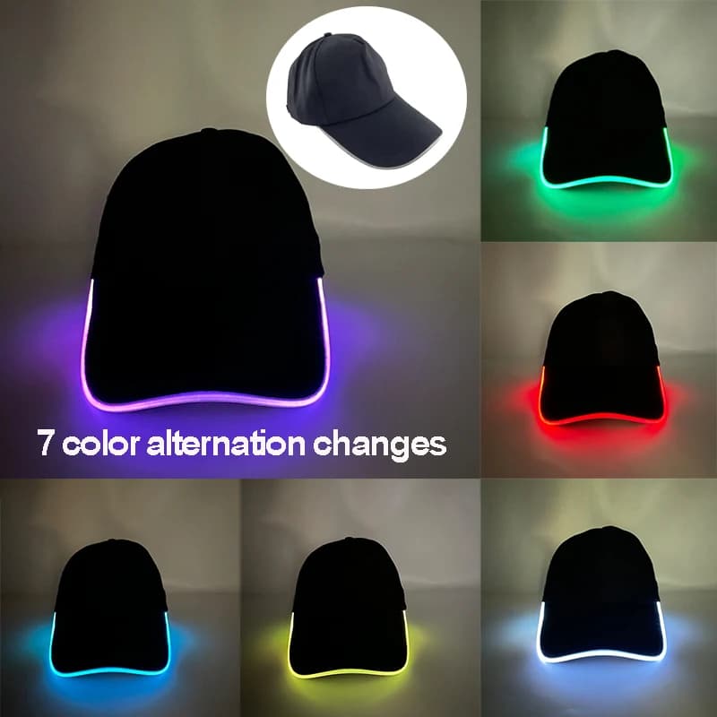 Berretto da baseball luminoso Neon Light Up Cappello Hiphop Colorato lampeggiante Bar Club Cappello da spettacolo Uomo Donna DJ Forniture per la danza Costume