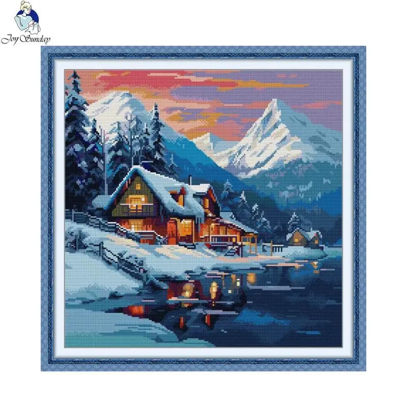 Joy Sunday punto croce Set completo inverno Snow Country ricamo ricamo fai da te stanza fatta a mano Home corridoio Decor artigianato