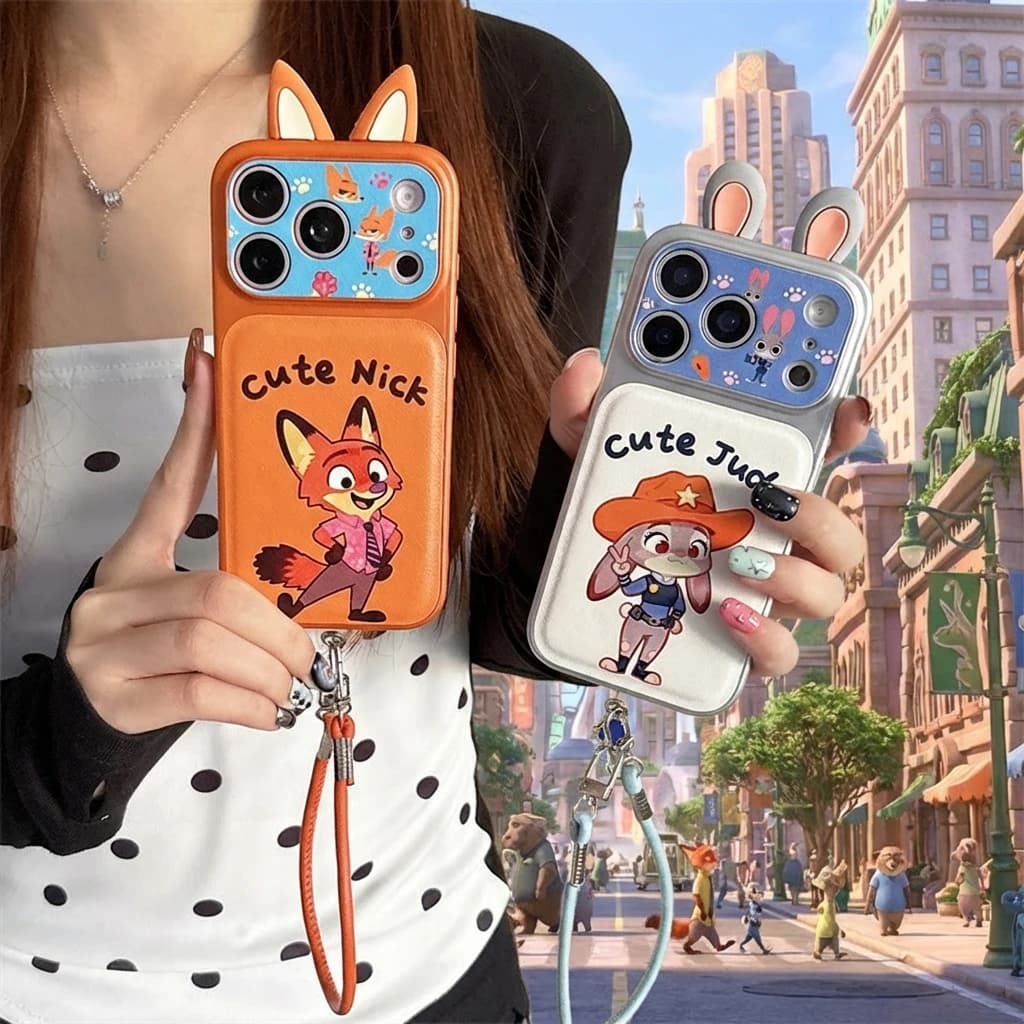 Cover Protettiva Antiurto con Orecchie 3D Judy Nick per iPhone 14 13 Compatibile con 17 16 15 PRO MAX