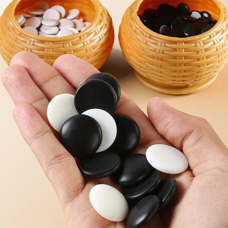 Portable Go Game Set Foldable Leather Weiqi Board with Resin Stones Travel Gomoku Chess Family Kids Adults Entertainment Gift