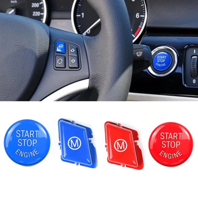 Pulsante di avvio del motore dell'auto Sostituisci l'interruttore di arresto del coperchio con pulsante M del volante per BMW Serie 3 M3 E90 E91 E92 E93 2007-2013