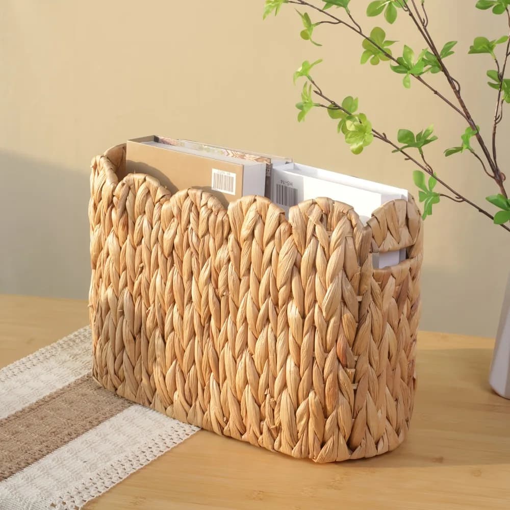 Cesto portaoggetti in vimini rustico per riviste, libri, carta igienica, organizer da scrivania, portaoggetti decorativo per la casa, 1 pz