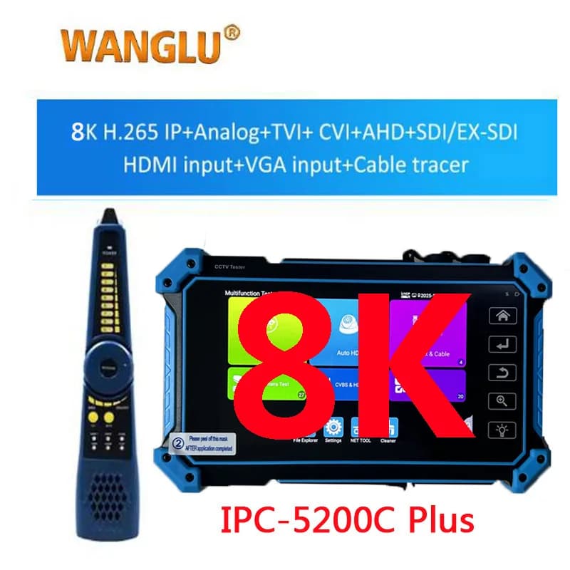 CCTV da 5,4 pollici IPC-5200 Plus Full 8MP IP CVI TVI AHD SDI Tester per telecamera IP con ingresso VGA e 4K HD analogico 6 IN 1