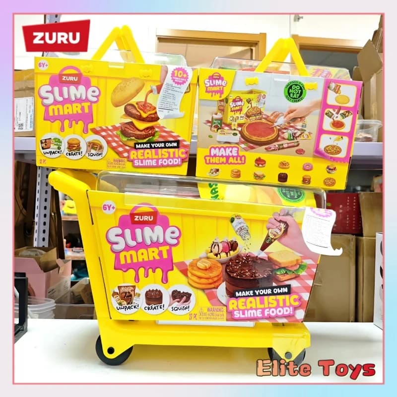 Zuru Slime Mart Diy Realistic Slime Food Kit Handmade Squeeze Stress Relief Toy Shopping Cart Set Diy Craft Hobby Lovers Gift