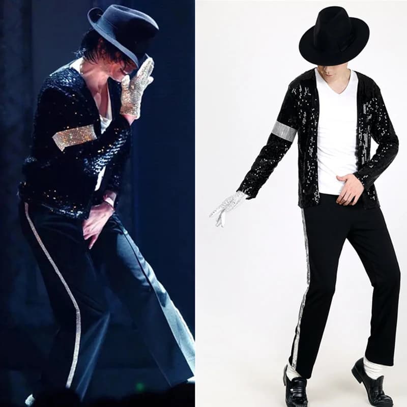 MJ Michael Jackson Coat Billie Jean Jacket Pants Modern Dance Glove Cosplay Costume Adult Clothing Hallowmas Party Cos Set Man