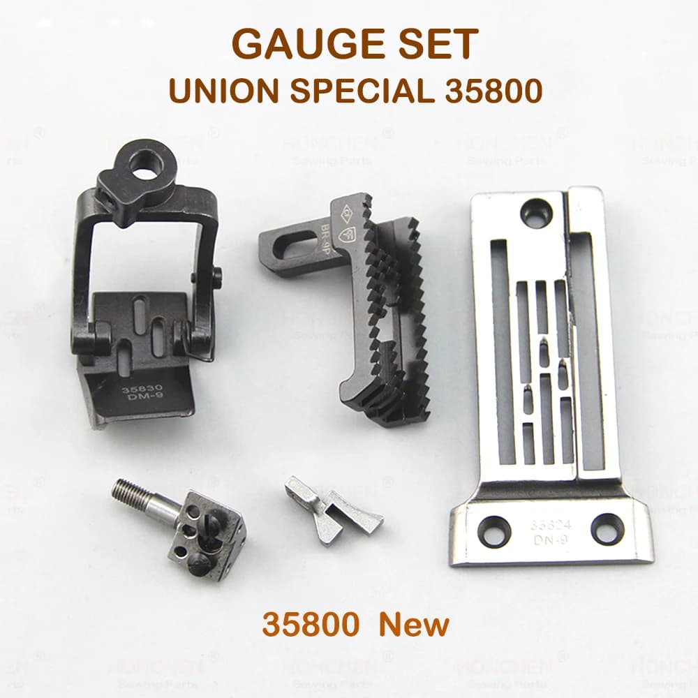 Union Special 35800 Gauge Set Crank Arm Sewing Machine Heavy Fabric Needle Plate Feed-Dog Presser Foot Needle Clamp GaugeSet Kit