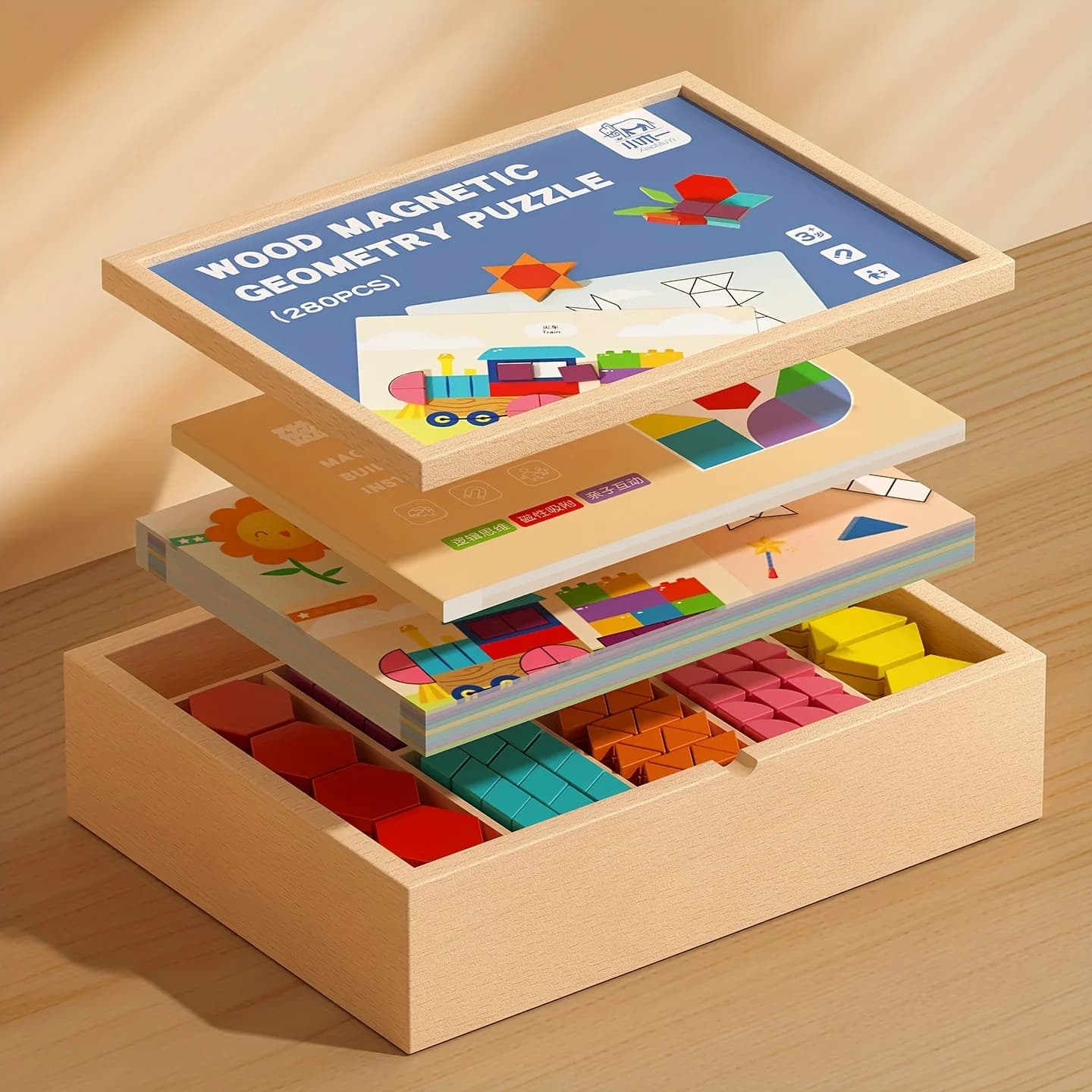 Puzzle magnetici creativi in legno, giocattoli educativi da scrivania, favoriscono il pensiero logico, blocchi magnetici da costruzione