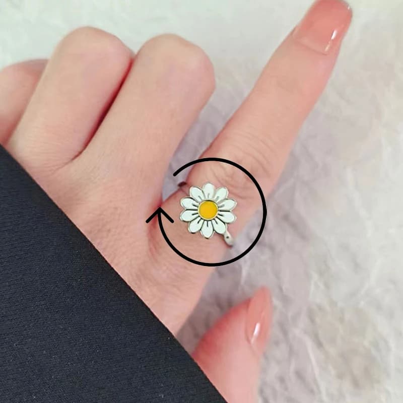 Divertente girevole margherita fiore Fidget Spinner anello creativo sollievo dall'ansia girasole relax stress anelli d'umore per gioielli da donna