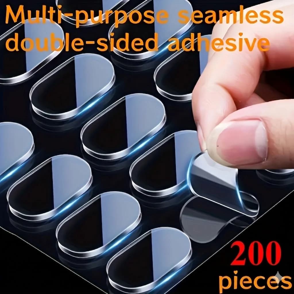 200 Pieces of Transparent Biadesive Tape - Wall decal Anti-slip and Non-marking for Fai-da-Te Projects and Decoration Models Auto