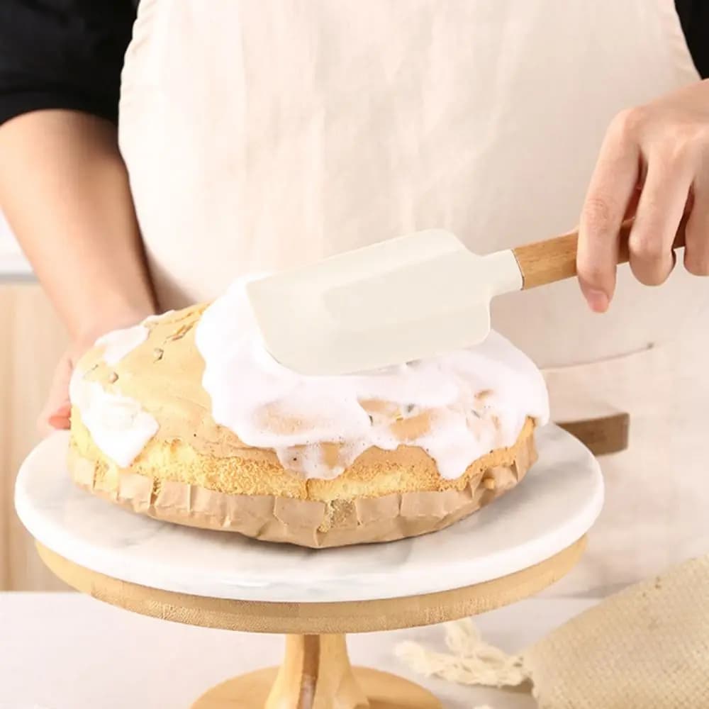 Spatola in Silicone per Pasticceria con Manico Lungo, Resistente al Calore, Raschietto Portatile Morbido per Impastare e Mescolare, Ideale per Padelle