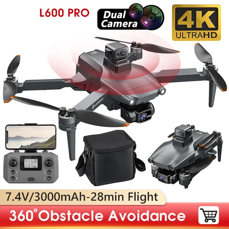 LYZRC L600 PRO MAX GPS Drone 5KM 4K Professional HD Dual Camera 3-Axis Gimbal 360 Obstacle Avoidance Brushless Quadcopter Toy