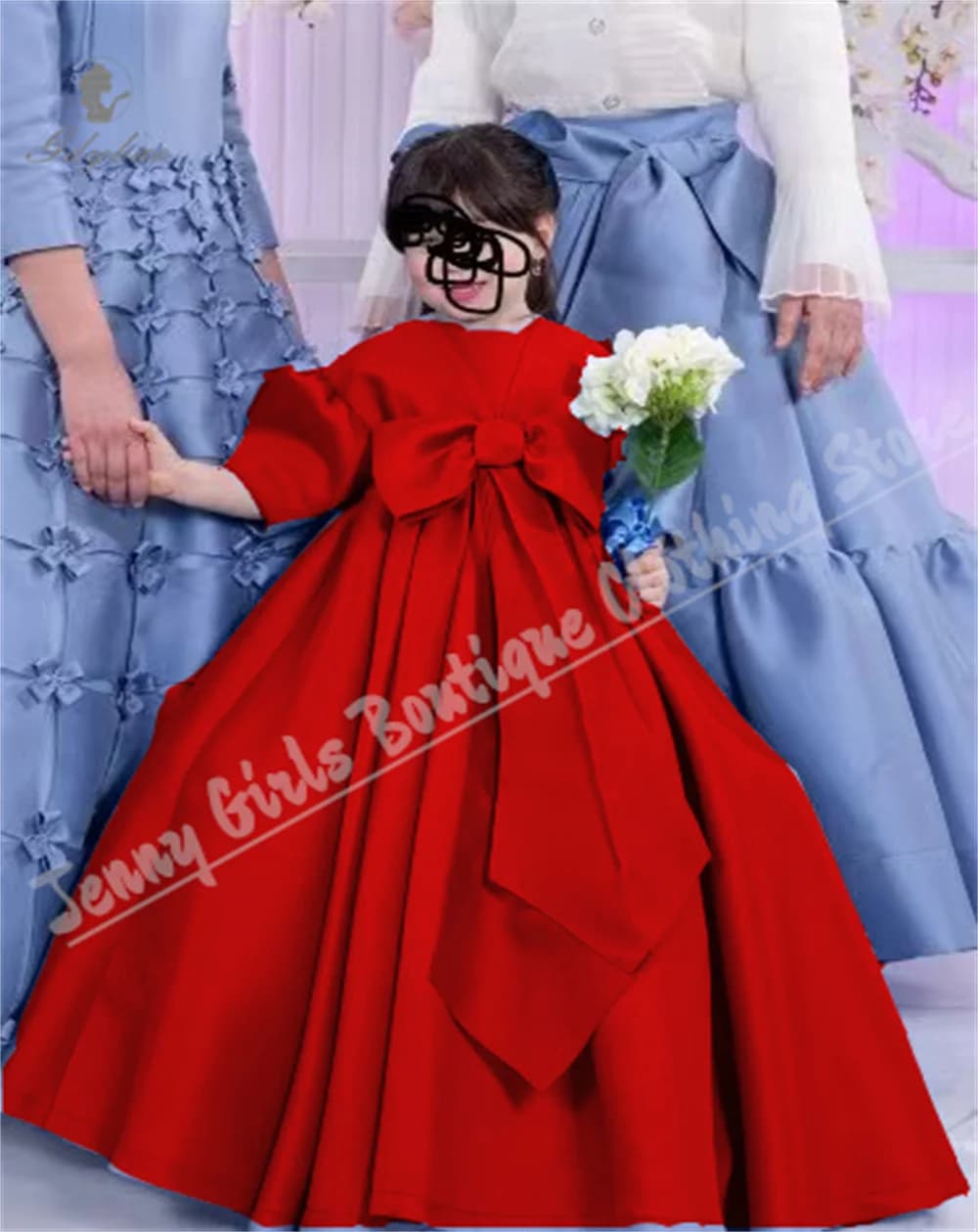 Abito da ragazza di fiore rosso elegante personalizzato soffice per la sposa sorelle principessa compleanno ballo comunione abito da sera festa