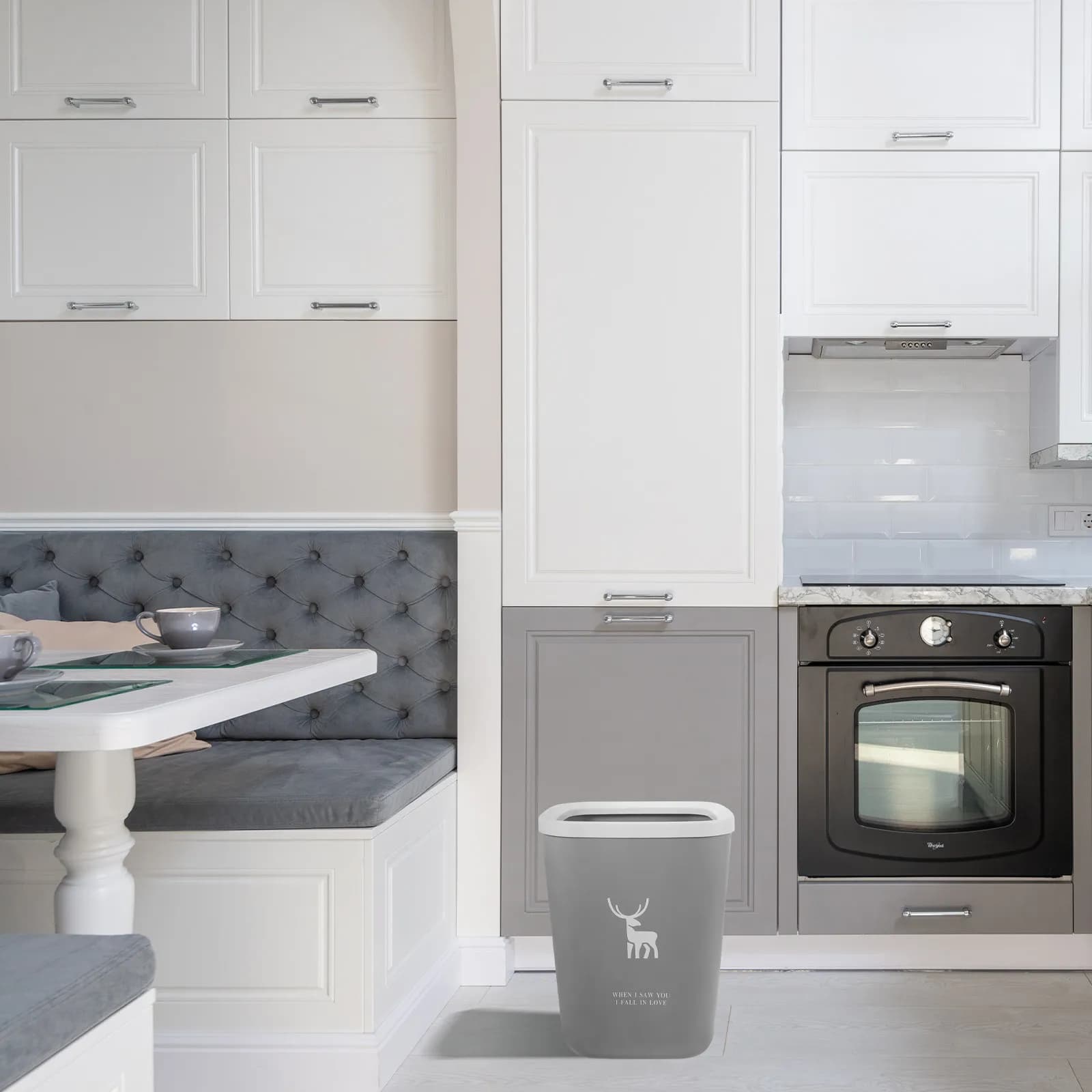Cestino per Rifiuti in Plastica Senza Coperchio, Design Semplice, Ampia Apertura per Bagno, Camera da Letto, Soggiorno, Ufficio, Casa
