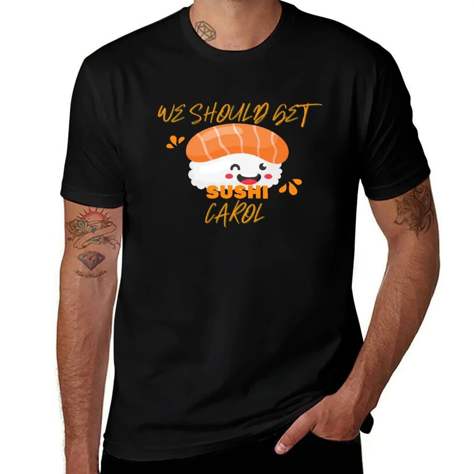 We should get sushi, Carol! - My hair straightened friend is back! T-Shirt Work Basic Short Sleeve Top