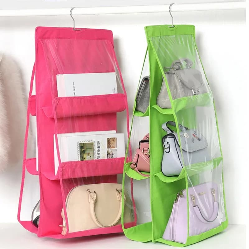 Borsa portaoggetti da appendere 1 pz con 6 tasche, in tessuto non tessuto, bifacciale, per armadio e camera da letto