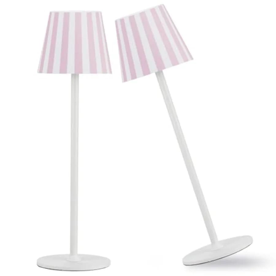 Set di 2 Lampade da Tavolo Senza Fili, 5000mAh, Ricaricabili, LED, 3 Modalità di Colore, Dimmerabili, con Memoria