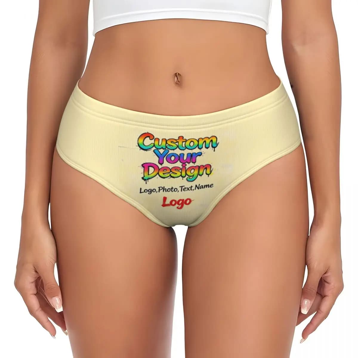 Custom Women Your Design Logo Panties Stretch Personalized Text Name Briefs Underwear