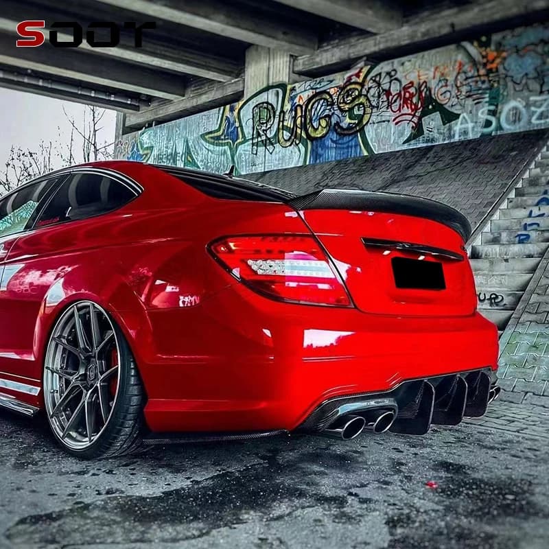 Diffusore Posteriore in Fibra di Carbonio per Mercedes-Benz Classe C W204 C63 AMG 2012-2014, Spoiler e Protezione per Paraurti, Upgrade Carrozzeria
