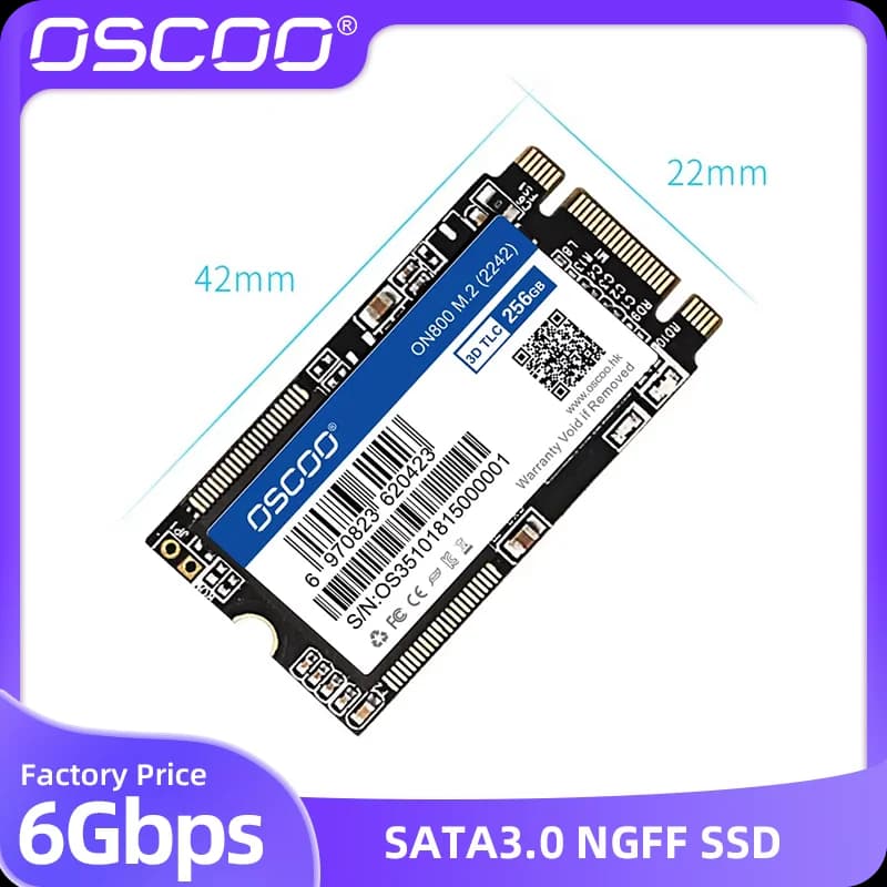 OSCOO Original SSD & Internal SSD M.2 2242mm SATA3 NGFF SSD Hard Drive SSD 128GB 256GB 512GB 1TB 2TB Original 3D TLC Nand Flash