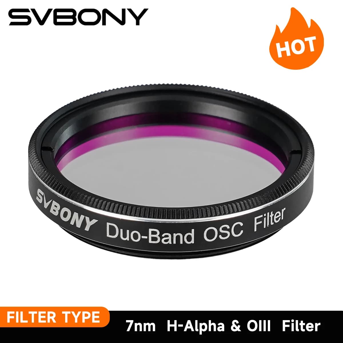 Filtro per telescopio Svbony SV220, H-Alpha e OIII, filtro nebuloso dual-band da 7 nm da 1,25"/2", filtro per inquinamento da luce per astrofotografia