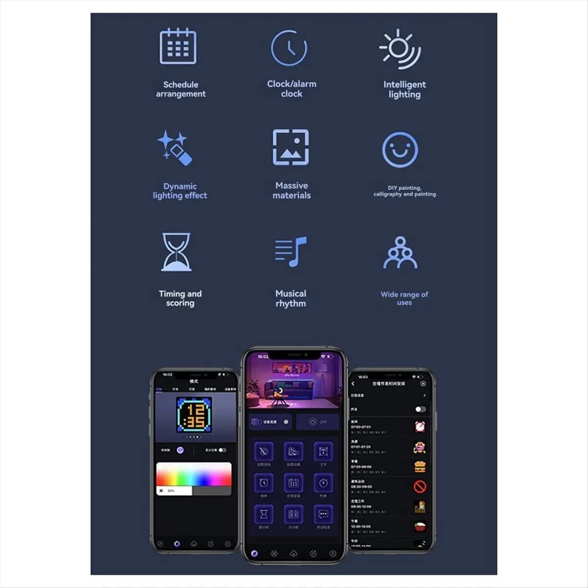 A39MM LED 16x16 Pixel Display Luce notturna Smart APP Controllo Schermo programmabile Animazione testo fai da te Cornice per foto Luce notturna Regalo