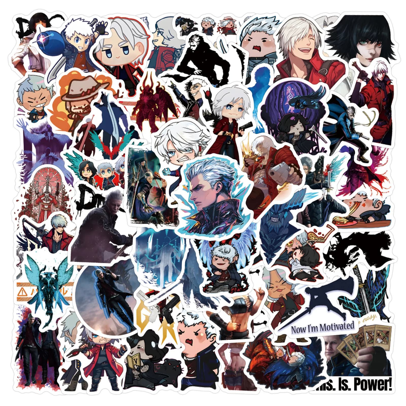 60Pcs Devil Cry Game Graffiti Stickers DIY Luggage Laptop Phone Guitar Car Bike Skateboard Waterproof Decals Kids Toy