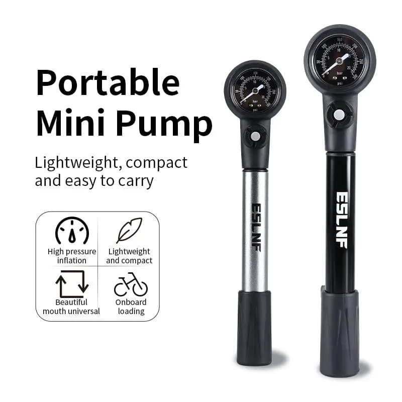 ESLNF 300PSI Bicycle Shock Pump Suspension Air Pump with Pressure Gauge for Schrader Presta Valve AV/FV Bike Fork Inflator HV/HP