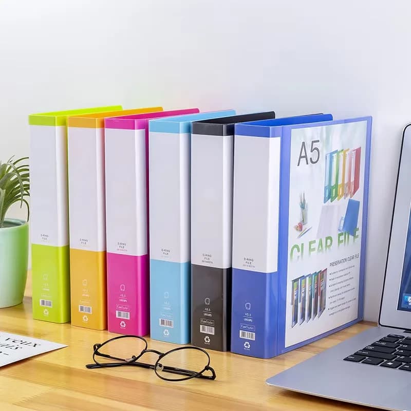 Cartella raccoglitore A5 colorata per organizer per documenti Custodia protettiva per fogli in PVC trasparente Copertina per file A5