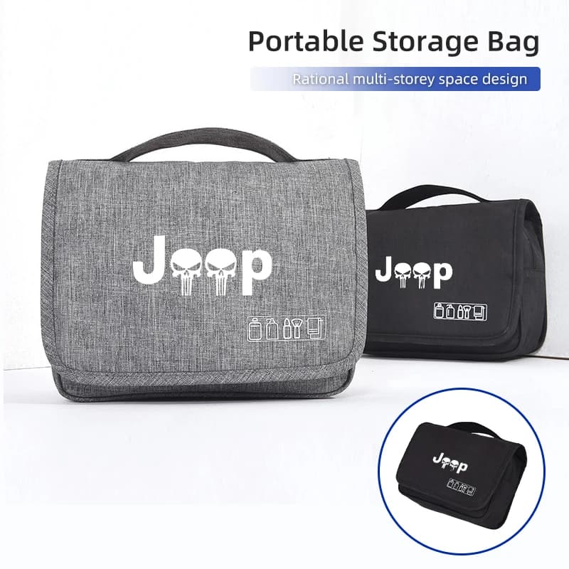 LOGO per auto Borsa da toilette portatile Borsa da viaggio impermeabile per donna Borsa per cosmetici per Jeep Renegade Compass Grand Cherokee Wrangle