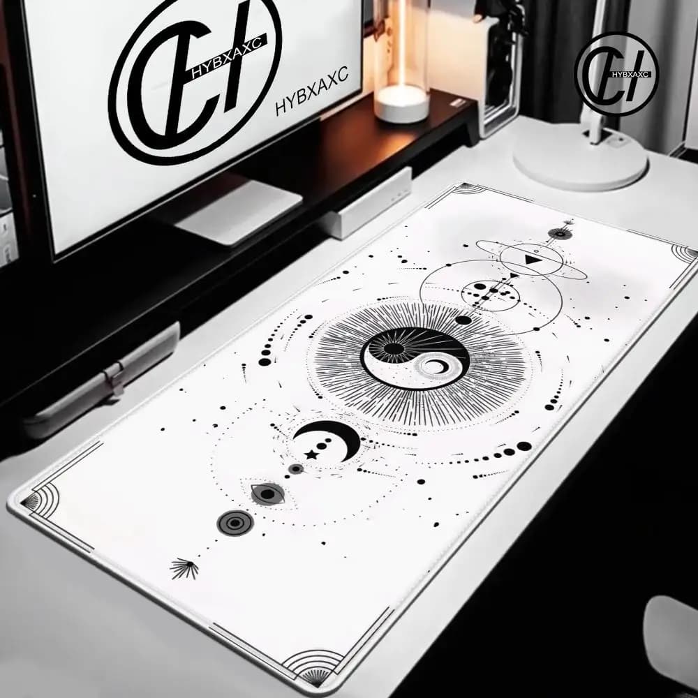Tappetino per mouse da gioco Black Yinyang Desktops, tappetino per mouse da ufficio con supporto per il polso HYBXAXC, tappetino da scrivania antiscivolo, tappetino per mouse da gioco