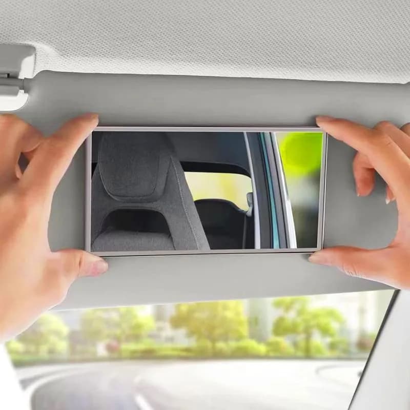 Specchietto Parasole per Auto, Specchio Cosmetico Parasole in Acciaio Inossidabile per Moglie o Fidanzata, Specchio per Trucco da Applicare sul Sedile dell'Auto