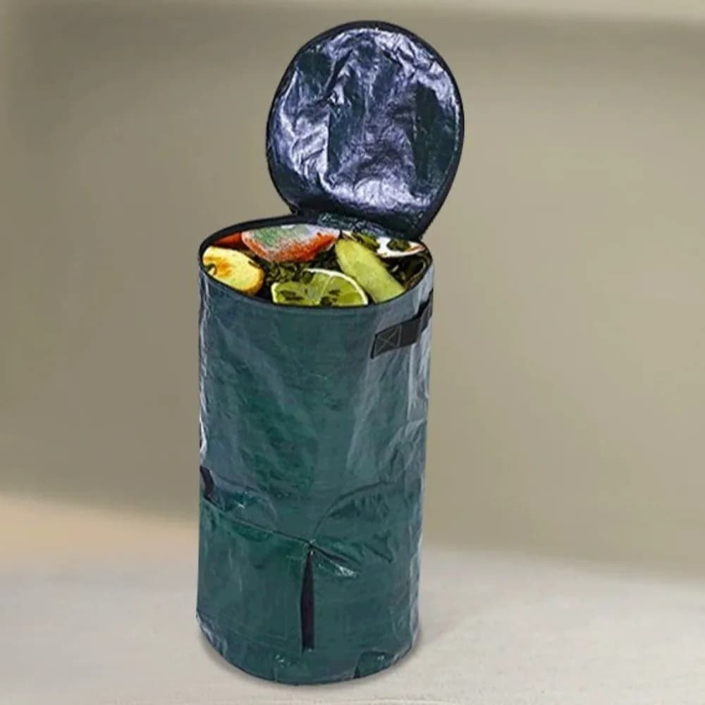 Sacchetto per Compostaggio Resistente all'Usura con Manici, Sacchetto per Rifiuti da Giardino Riutilizzabile e Pieghevole, Compostiera per Esterni