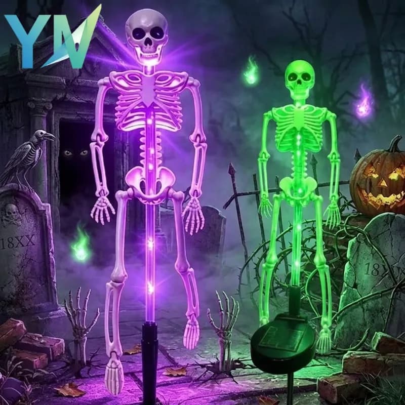 Solar Skeleton Light Outdoor Waterproof Spooky Glow Stake for Halloween Party Pathway Yard Graveyard Decoration