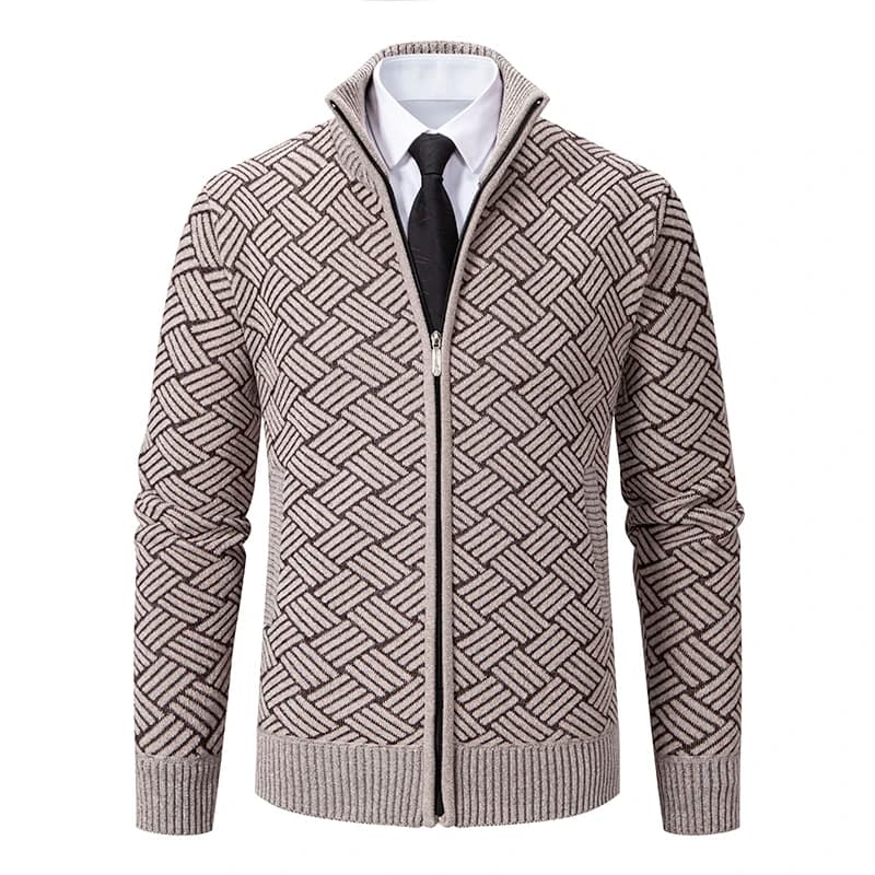 Cardigan addensato da uomo Maglioni in pile con cerniera intera Giacche in maglia Cappotto maglione con cappuccio Abiti imbottiti autunno inverno