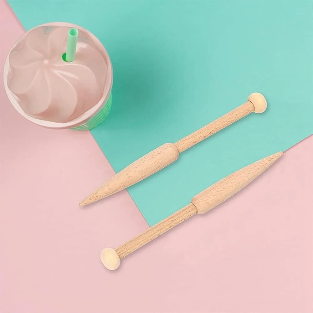 3pcs Wood Bobbin Stick Knitting Needles Single Head Weaving Loom Machines Tools Beech Shuttle Crochet Hook for DIY Wool