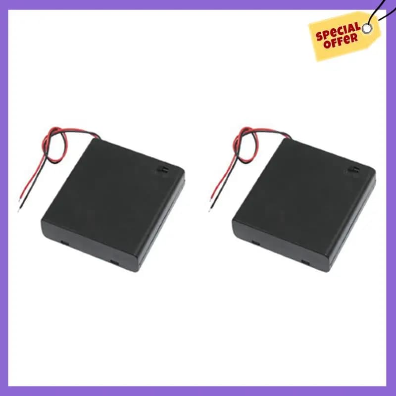 -A96Z 2X Interruttore On/Off Cavi da 5,5 pollici Custodia portabatteria per 4 batterie AA da 1,5 V